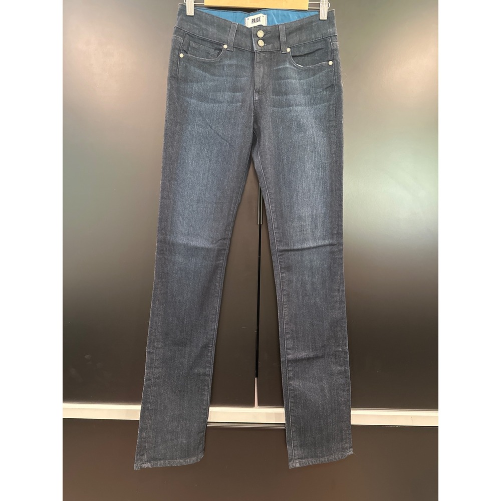 Paige Hidden Hills Straight Leg Jeans Dark Wash Double Button Size 27